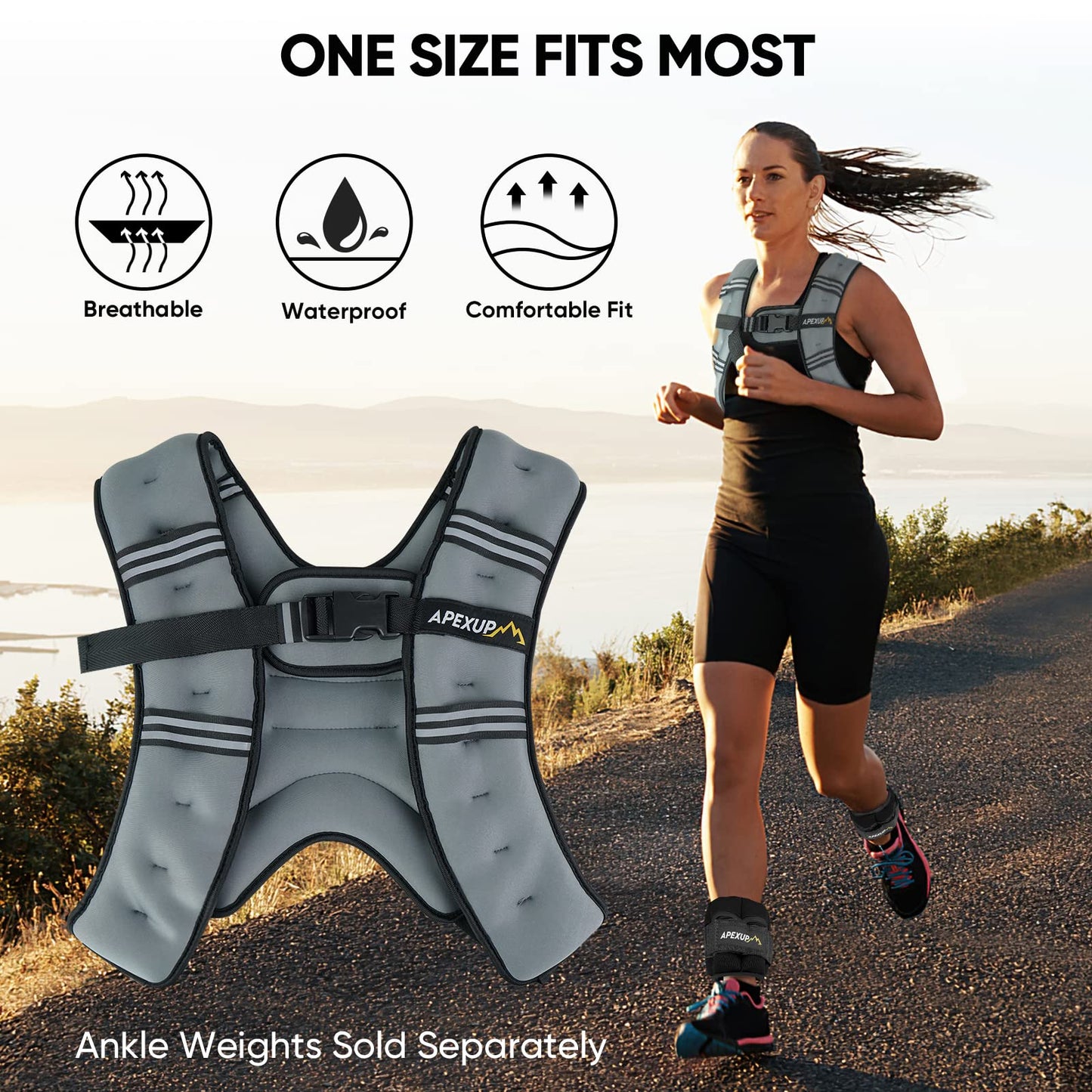 APEXUP 5lbs Weighted Vest Men Women, Weight Vest for Women Workout Equipment for Strength Training Running (Grey)