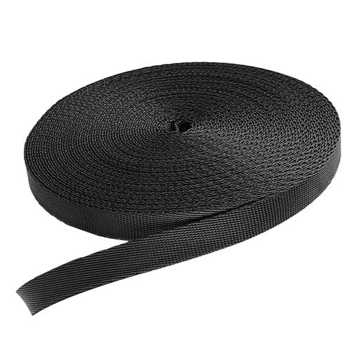 Trinkrittey 3/8 Inch Nylon Webbing 12 Yards Heavy Duty Nylon Strapping Black Flat Webbing Strap for Indoor Outdoor Gear Furniture Repairing Crafting DIY Dog Leash Backpack Collars (Black)
