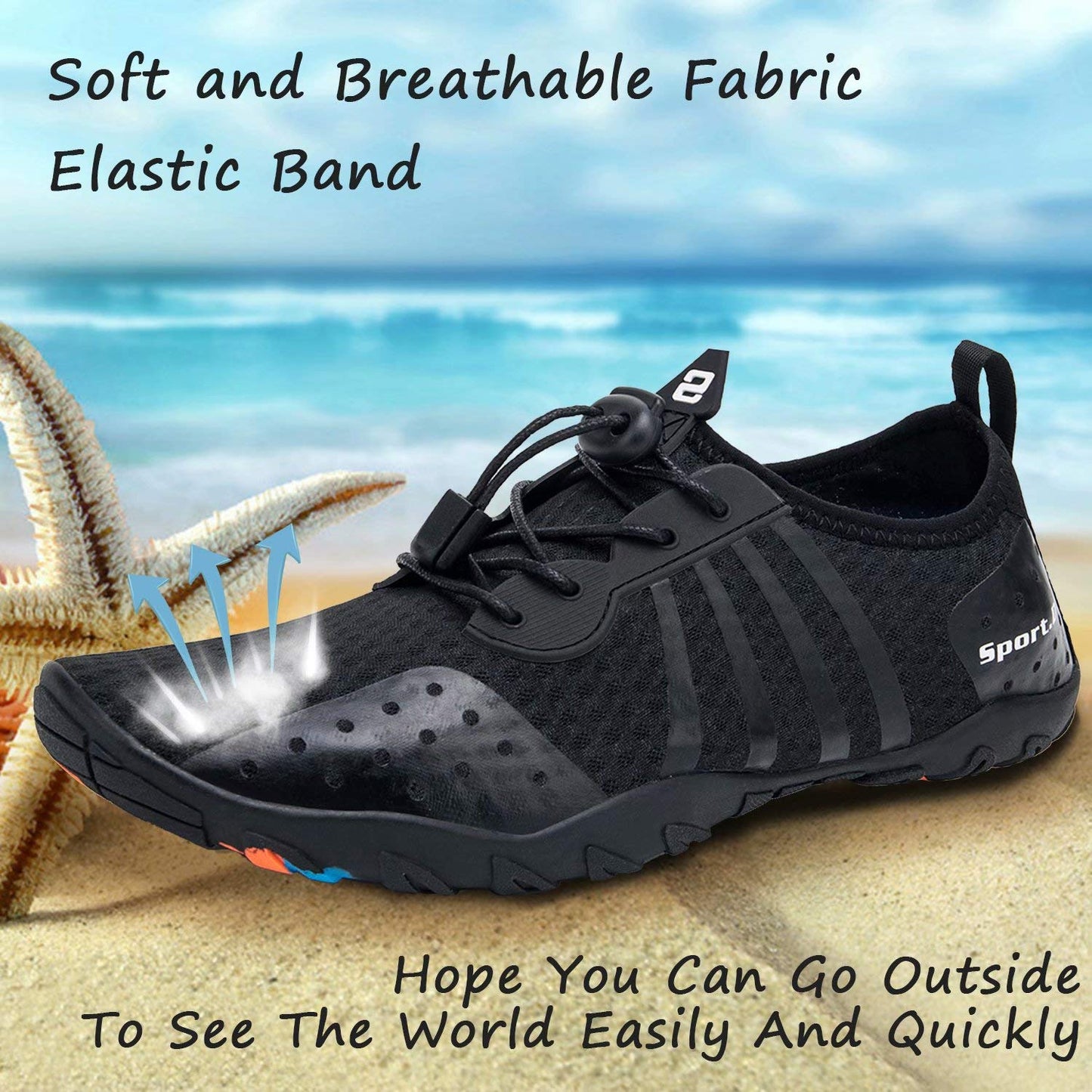YALOX Water Shoes Men's Women's Swim Shoes Outdoor Beach Barefoot Quick-Dry Aqua Pool Socks Swimming Yoga Surfing Exercise(8080-Black,40EU)