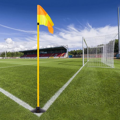 5FT Corner Flags for Soccer Field Set of 4 with Round Rubber Bases & Storage Bag, Adjustable Speed and Agility Training Equipment/Poles