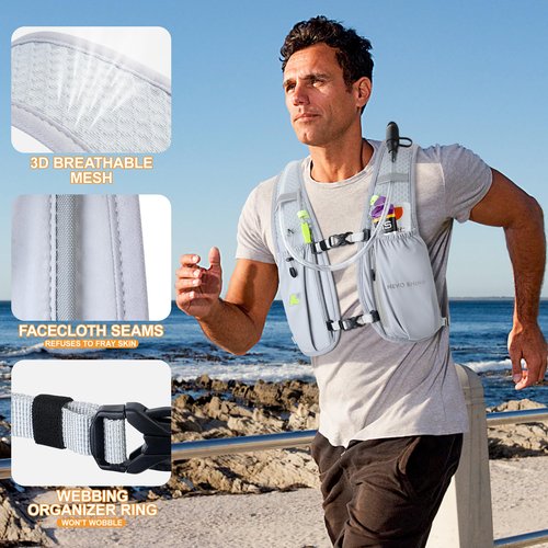 N NEVO RHINO Running Vest,Hydration Vest 5L with 1.5L Water Bladder,Lightweight Hydration Pack Water Backpack for Hiking Race