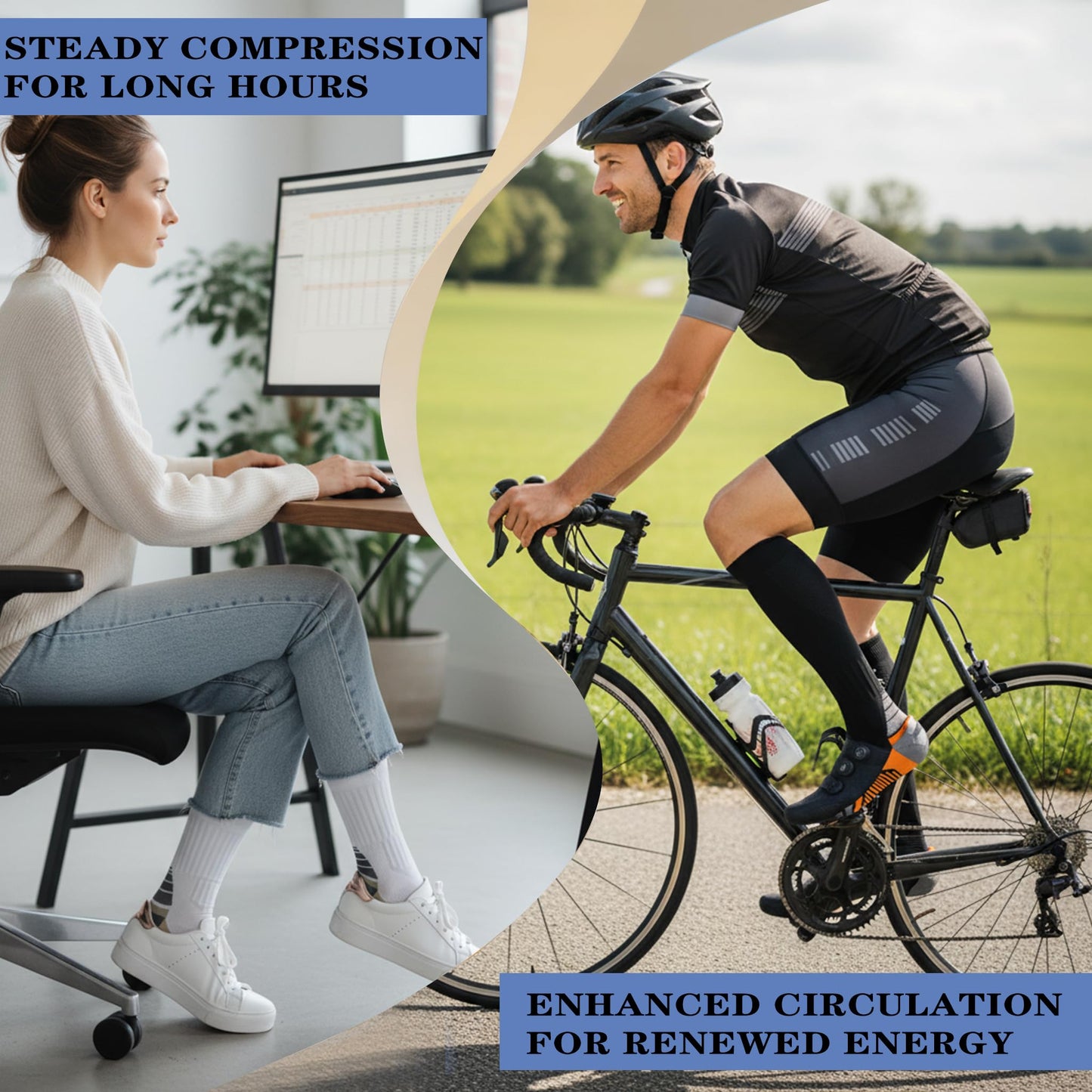 Sooverki Graduated Copper Compression Socks for Women Circulation 8 Pairs 15-20mmHg - Best for Running Athletic Cycling