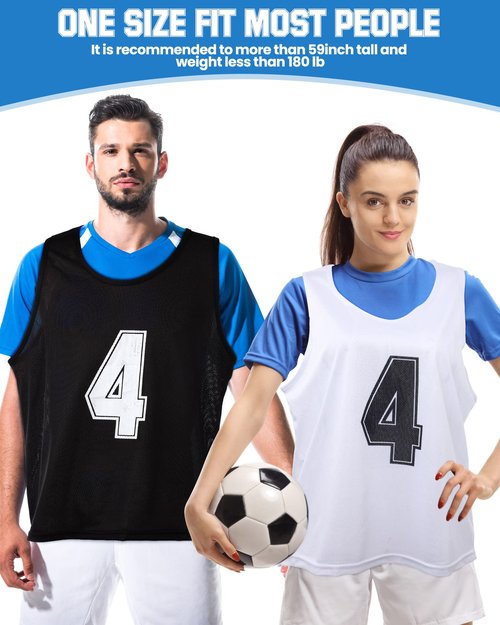 Silkfly 24 Pack Pinnies Scrimmage Vests Youth Team Practice Vests Numbered Mesh Soccer Practice Jersey Training Vest(Black, White)