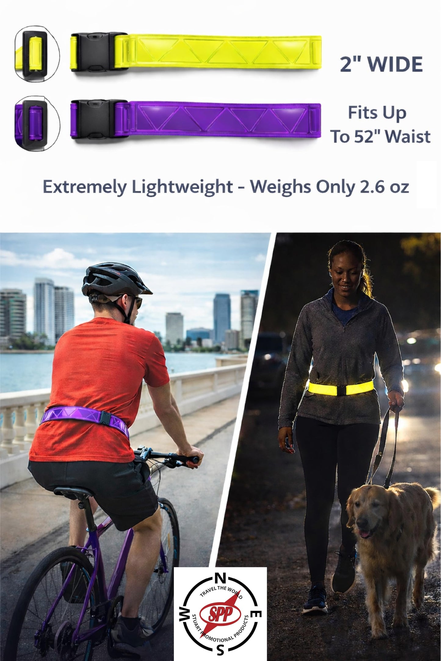 Stuart Promotional Products Neon Green, Reflective, Safety, Belt. Perfect for Running, Walking, Cycling, PT, Military, Hunting..