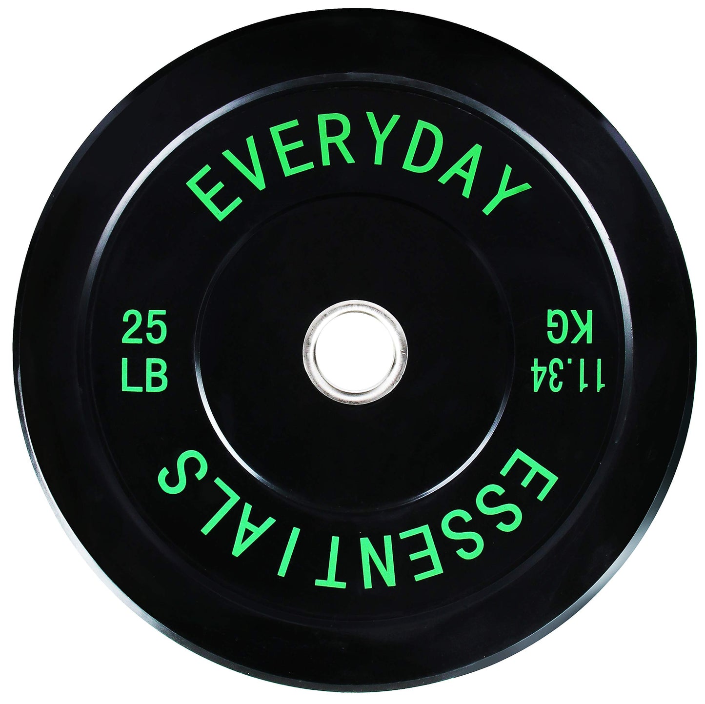 Signature Fitness 2" Olympic Bumper Plate Weight Plates with Steel Hub, 25LB, Single, Black