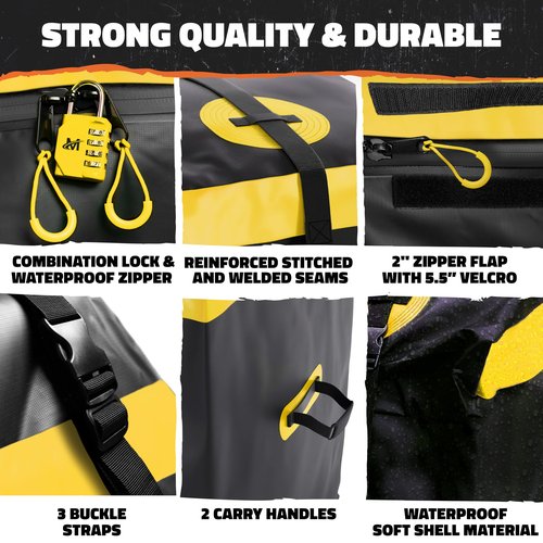 Mockins 20 CuFt Waterproof Cargo Bag for Hitch Carrier | 60"x20"x29" Trailer Hitch Cargo Carrier Bag | Weatherproof Truck Bed Storage w/Straps, Lock & Carry Case | 500D PVC Vehicle Soft-Shell Carriers