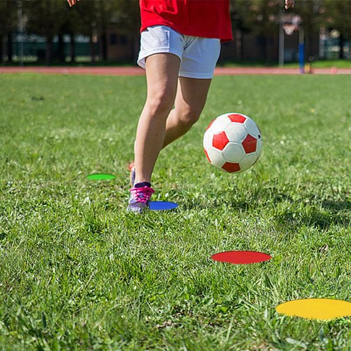 BQWanFA 9 Inch Non Slip Rubber Agility Markers,Flat Field Cones Floor Dots for Soccer Basketball Sports Speed Agility Training and Drills(5Pcs,with Net Bag)