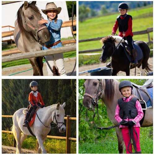 beroy Kids Horse Riding Knee-Patches Pants Girls Equestrian Front-Zip Breeches Legging with Pockets(Khaki,S)