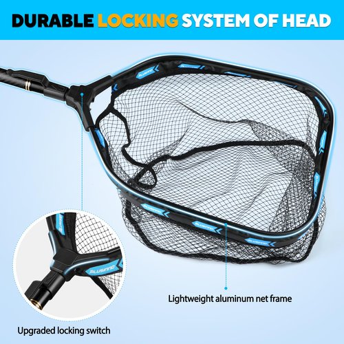PLUSINNO Floating Fishing Net with Telescoping Handle, Carbon Fiber Ultralight Long Fish Net, Collapsible Landing Net 7.86Ft, Fishing Gear Kayak Accessories for Bass Trout Salmon