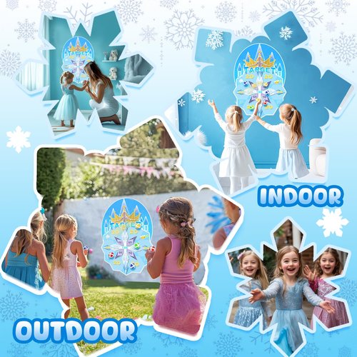 GirliGlee Frozen Toys for Girls Age 4-7, 26" Dart Board for Kids with 12 Sticky Balls,Frozen Birthday Party Decorations,Frozen Party Game Supplies 3 4 5 6 7 8 Year Old Girls