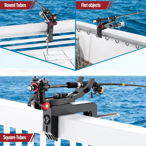 Heavy Duty Fishing Rod Holders for Boat, Clamp Fishing Pole Holders for Boat | 360 Adjustable, Quick-Release Detachable Head | Offshore & Inshore Fishing Boat Gear Accessories| Fits All Boat