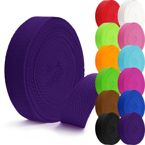 Grosun Cotton Webbing 1 inch 1.5 inch 2 inch Webbing Tote Strap Canvas Straps for Bags, 10 25 50 3.3 Yards Cotton Webbing (Purple, 1 Inch x 3.3 Yards)
