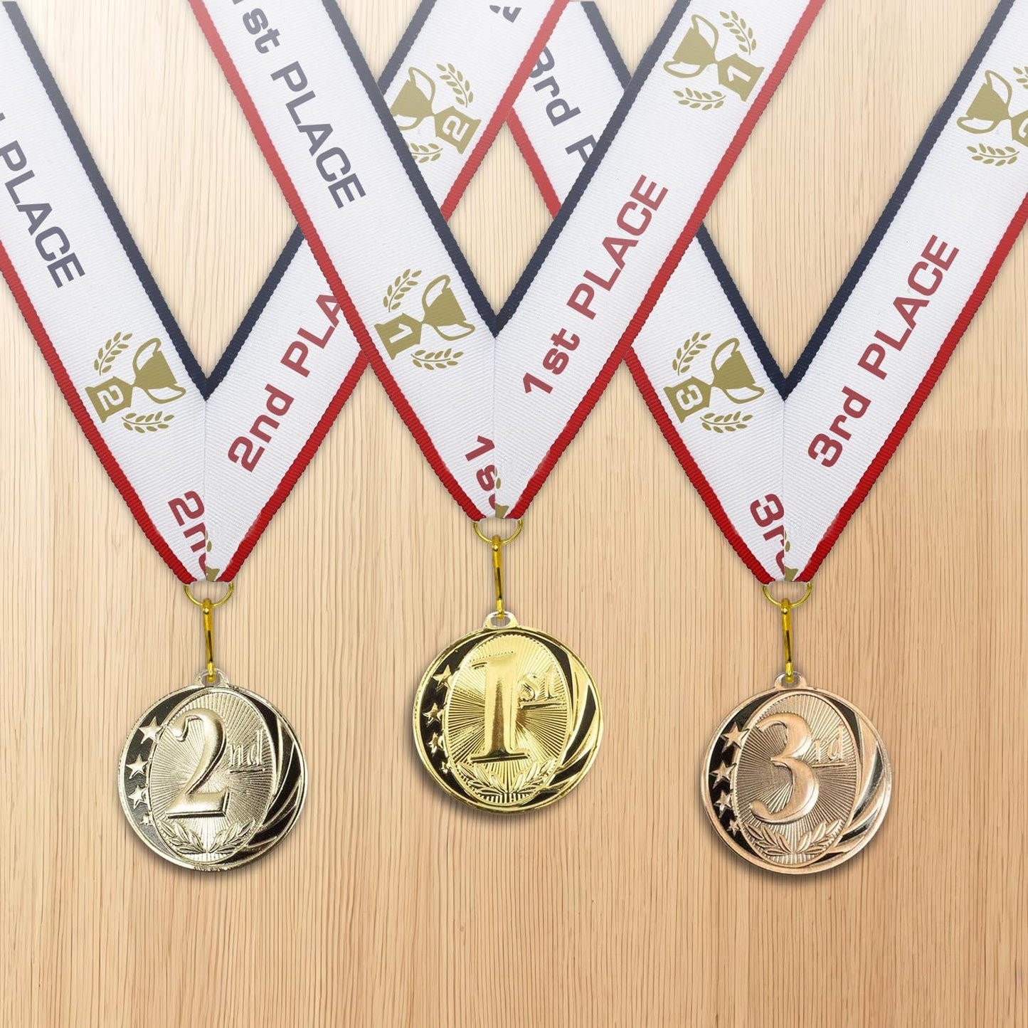 All Quality 1st 2nd 3rd Place Midnite Star Award Medals - 3 Piece Set (Gold, Silver, Bronze) Includes Neck Ribbon