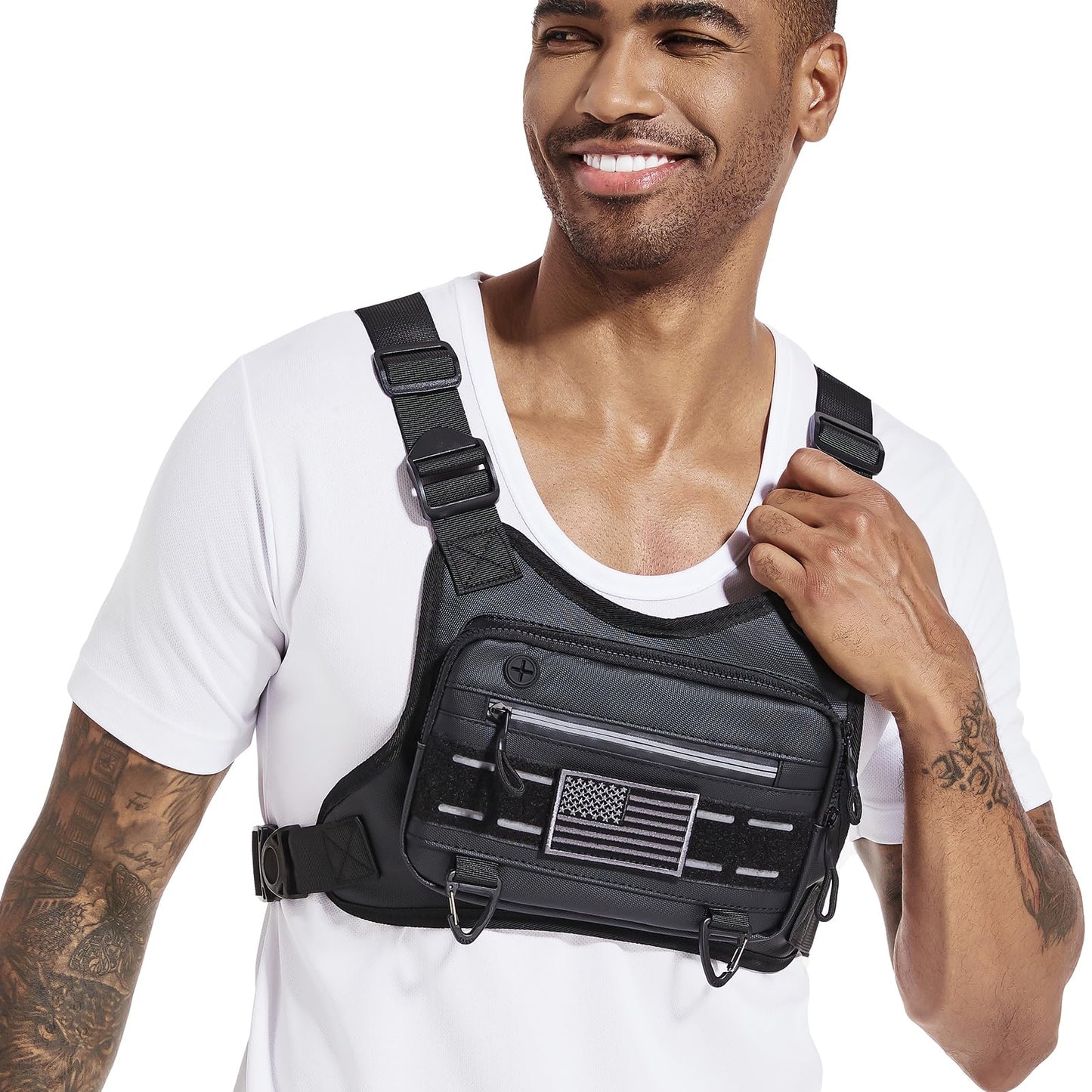 YZDD GOMIA Chest Bag For Men and Women Water Resistant Running Vest Tactical Chest Bag Pack for Sports Outdoor (DarkGreen)