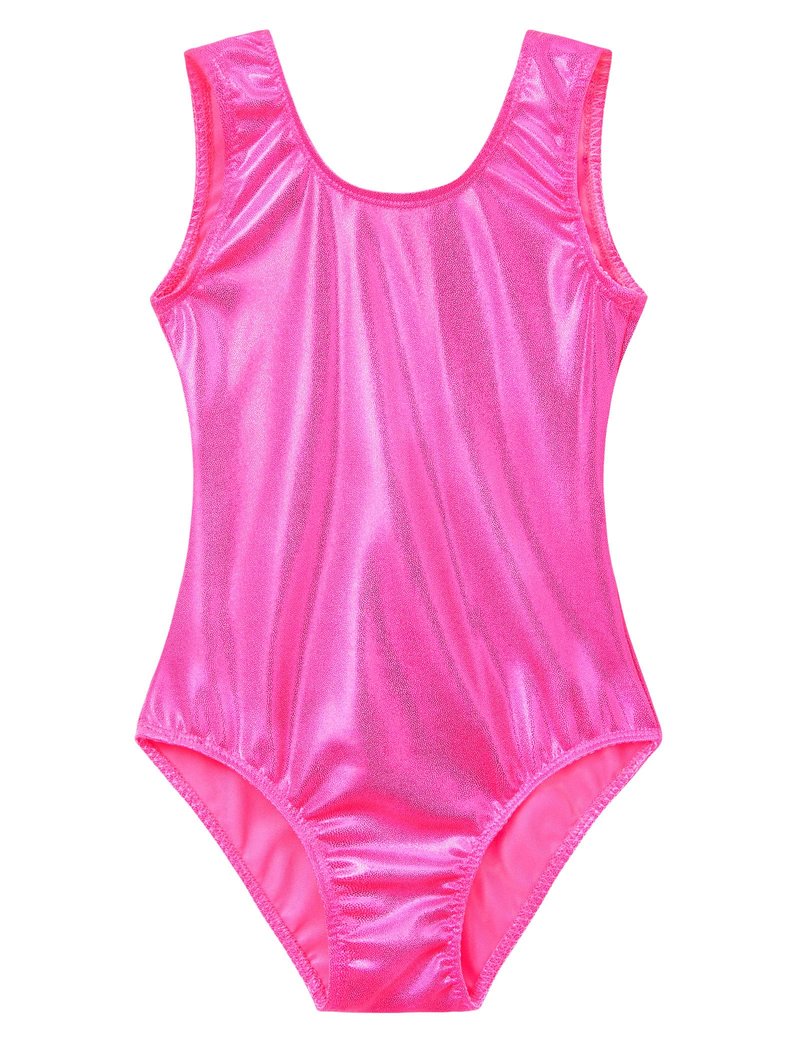 Domusgo Gymnastics Leotards for Girls Size 6-7 Years Old Sparkly One Piece Rose Red Practice Dance Outfits