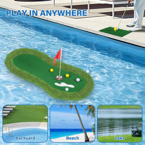 Mosoyolo Floating Golf Green for Pool Large Size 47" x 24" Floating Putting Green for Pool Designed for Golfers to Compete and Improve Their Skills in The Pool or Outdoors
