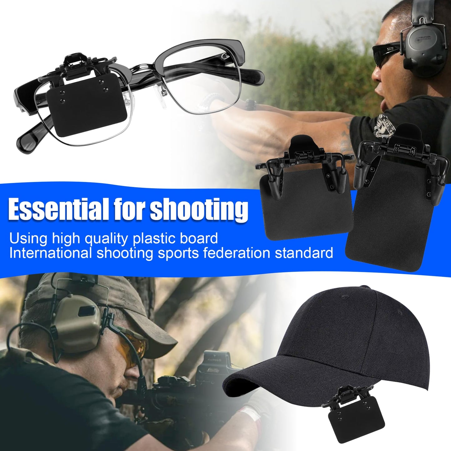 JORMIX 2 Packs Shooting Glasses Blinders International Standard Shooting Glasses Blinders Occluder Clip Patch Adjustable Angle Black