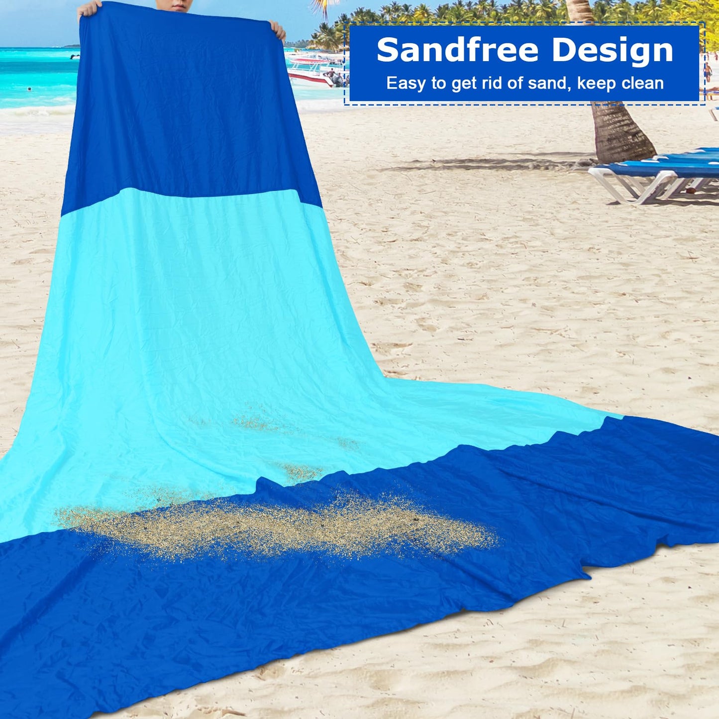Gorich Beach Blanket Sandproof Waterproof, Extra Large 6.6'x9.2' Sand Free Beach Mat for 1-7 Adults, Lightweight & Quick Drying Picnic Mat for Outdoor Beach Travel Camping Hiking