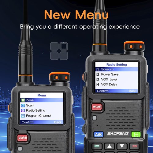 BAOFENG 5RH PRO GPS 10W Ham Radio Handheld, Tri Band Two Way Radio-VHF/1.25M/UHF, 640 Channels, APRS, Aviation Police Band Scanner, NOAA Weather 5RM Upgrade Walkie Talkies Long Range -2Pack