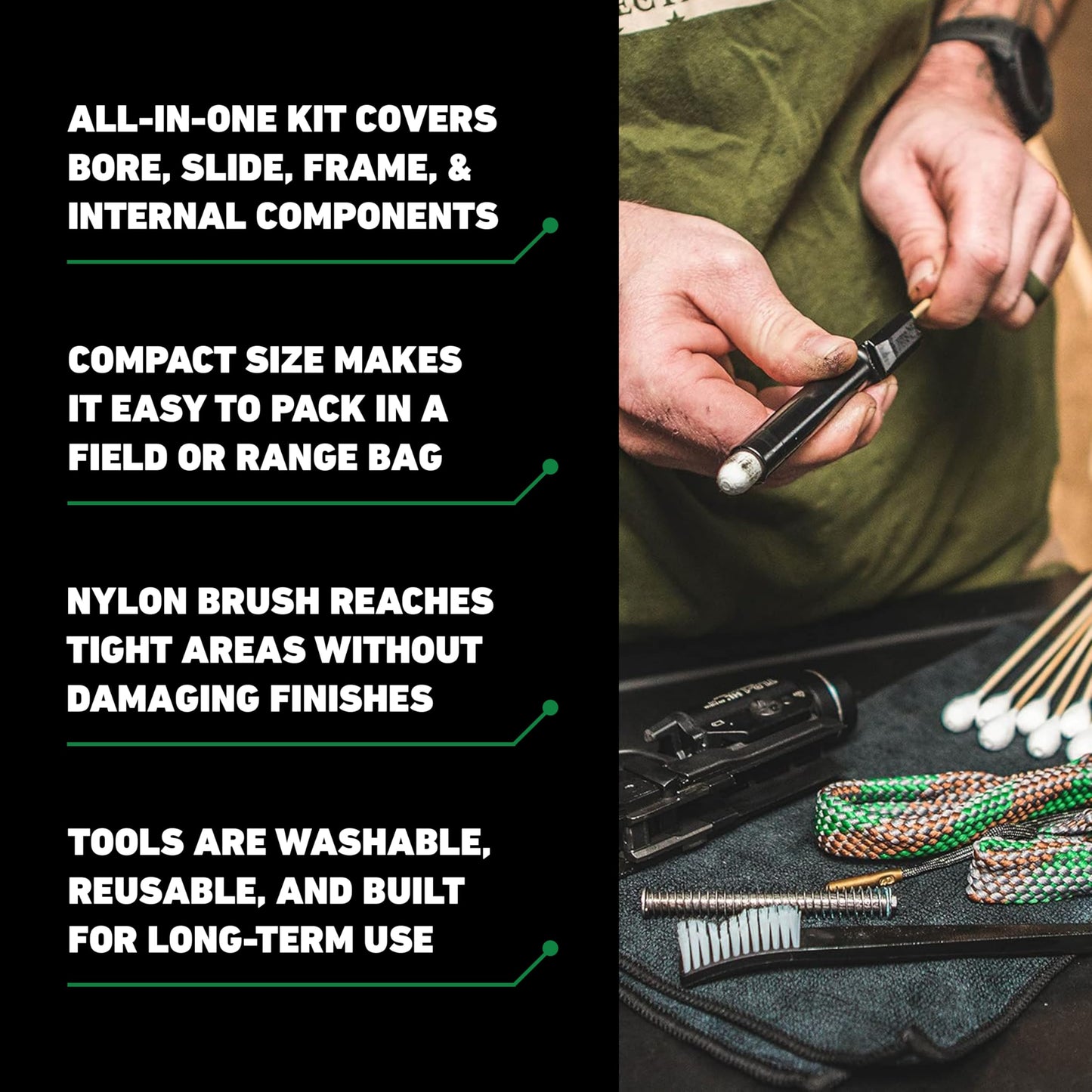 CLENZOIL Field & Range Pistol & Rifle Essentials Gun Cleaning Kit | CLP Spray & Oiler with Bore Cleaner | Clean, Lubricate & Protect | Nylon Brush, Bore Swabs & Microfiber (40 Caliber | 10mm)