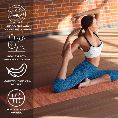 Trade Star Organic Cotton Yoga Mat Tie Dye Yoga Mat for Exercise Highly Absorbent Reversible Yoga Rug Travel Mat for Indoor And Outdoor Use 72"L x 24"W Inches Mat Handloomed Meditation Rug