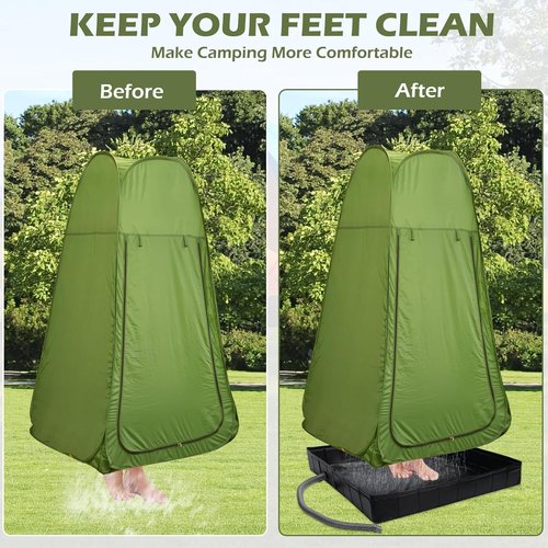 Portable Shower Pan 41" x 41" x 5" Foldable Camping Shower Base with Drain Hose and Clamp Shower Basin for Outdoor, Camping, Beach