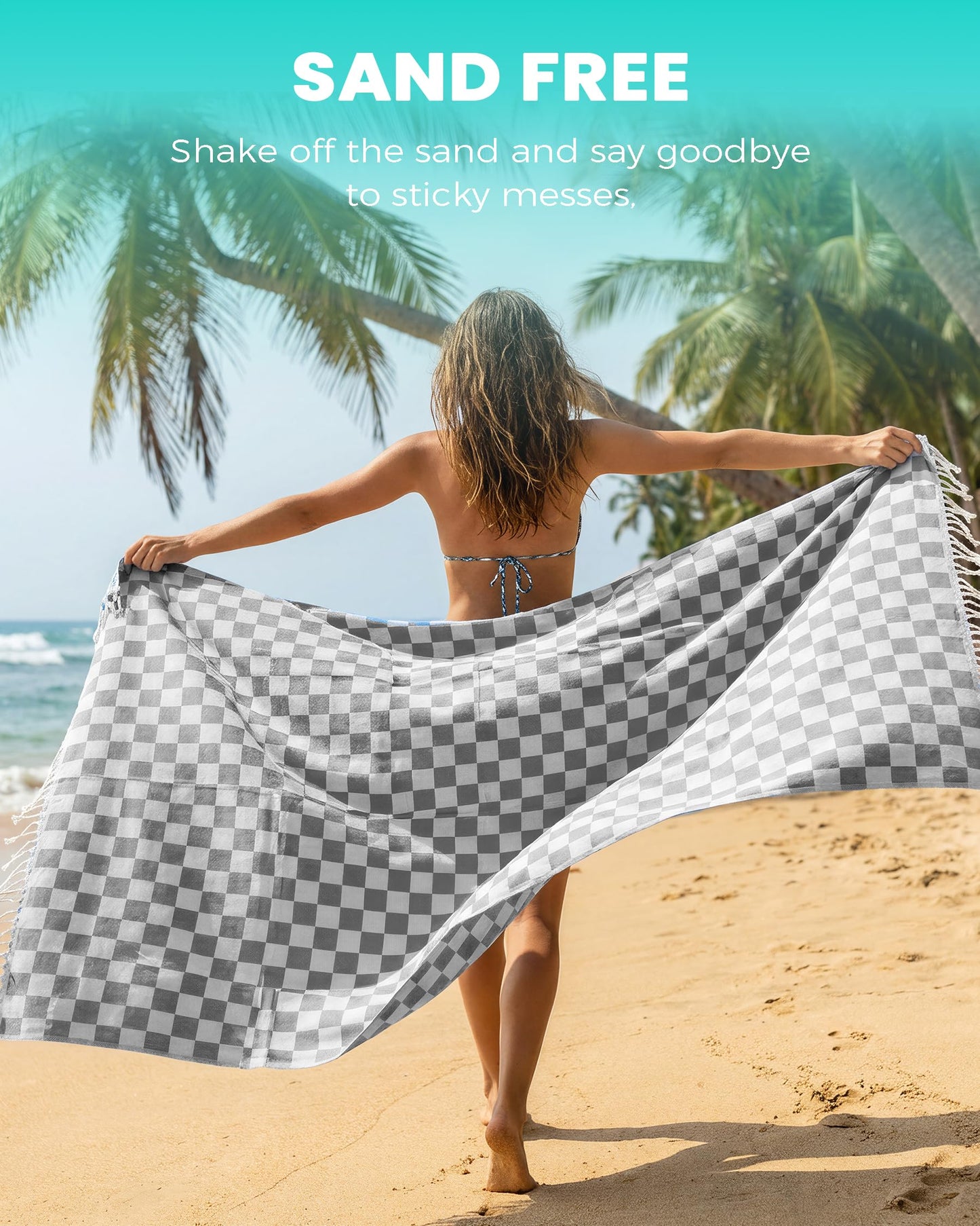 2 Packs Checkered Plaid Yoga Blanket Turkish Towel Extra Large Meditation Supplies Mat Cover Beach Blanket Women Birthday Gift for Mom Wife Sister Girlfriend Mother Adult Friend Husband Son Daughter
