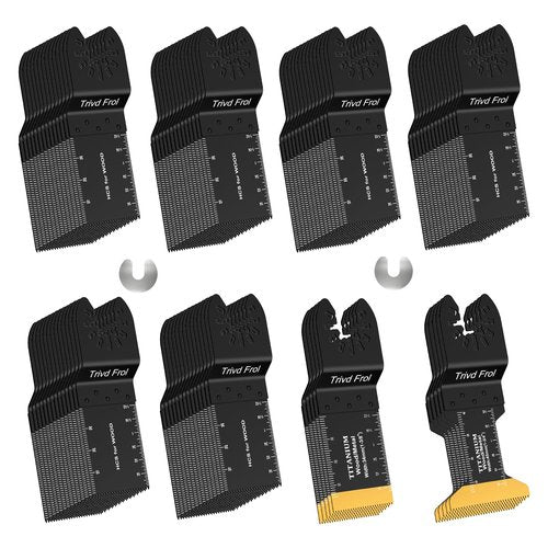Trivd Frol 100PCS Oscillating Saw Blades, Professional Universal Titanium Multitool Blades for Wood Plastics Metal, Quick Release Multi Tool Blades Kits Fit Dewalt Ryobi Milwaukee Rockwell Fein