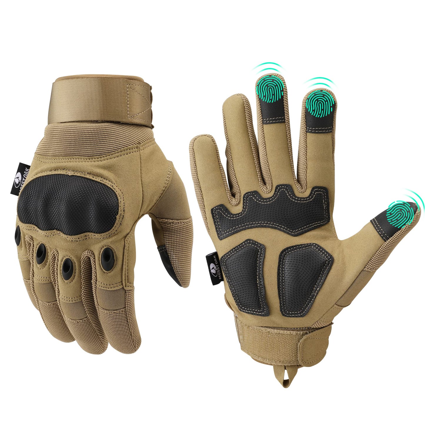 Mossy Oak Motorcycle Gloves for Men, Touchscreen Riding Gloves with Palm Padding for Cycling, Hiking, Camping and Climbing