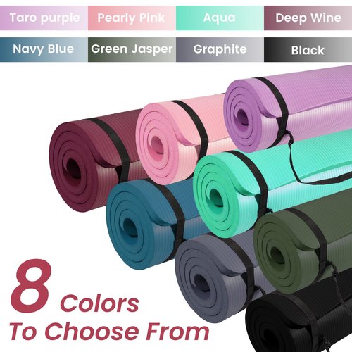 Aurorafy Yoga Mat 1-Inch Extra Thick High-Density Exercise Mat with Non-Slip Surface & Carry Strap for Men & Women Tear-Resistant Pilates Workout Mat for Home Gym, Floor Fitness, Pearly Pink