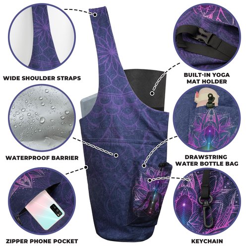 saniwu Yoga Mat Bags for Women Fit Large Capacity Gym Mats Blocks with Waterproof Wet Pocket Durable Pilates Tote