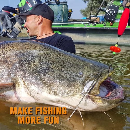 Petitionm Catfish Fishing Set, Kntopoint Takedown Rigs Catfish, Peg Floats for Catfishing, 2025 New Fishing Hook Set Catfish, 6/0-8/0 Hooks with Rattles & Floats, for Bank/Drift Fishing(6/0,9PCS)