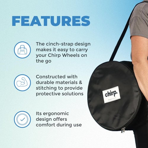 Chirp Wheel Carrying Case - Travel Case for On the Go Back Pain Relief & Stretching - Compatible with Yoga Supplies and Foam Roller Sets Wheels Not Included