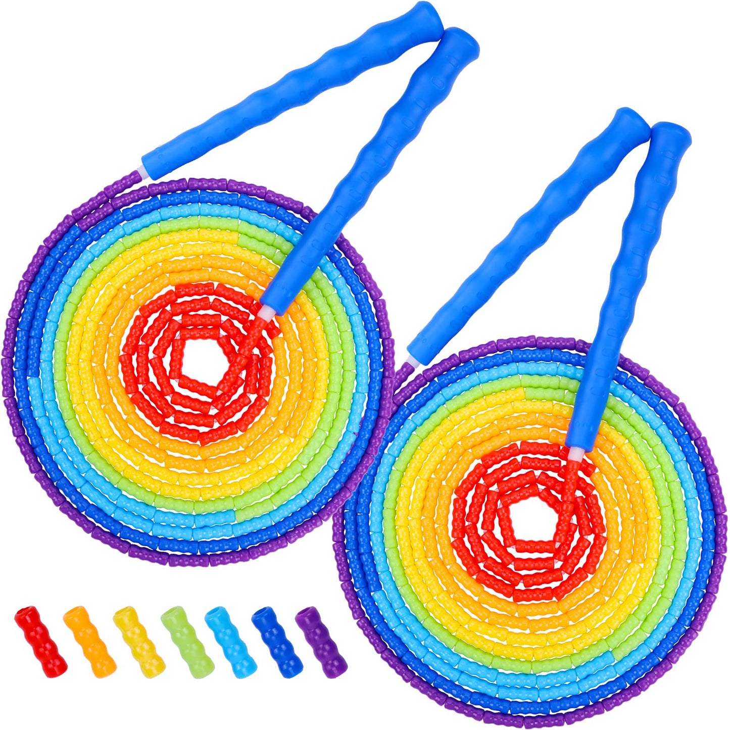 Supertrip Double Dutch Jump Rope 16 FT 2 Pack for Kids Adults, Soft Beaded Playground Adjustable Skipping Rope, Long Enough for 5-6 Jumpers
