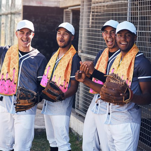 Peryiter 12 Pcs Ice Cream Baseball Drip Cooling Towel 40" x 12" Microfiber Soft Lightweight Sport Cooling Towel for Baseball Team Gifts Events Yoga Running Gym Camping(Pink,40 x 12 Inch)