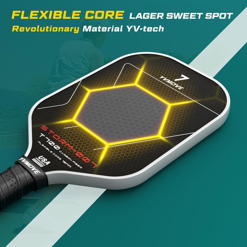 YVmove Pickleball Paddle with T700 Raw Carbon Fiber Surface & 16mm STR-Core Power Polymer Core, Premium Pickle Ball Racket Designed for Ultimate Spin & Consistency, USAPA Approved