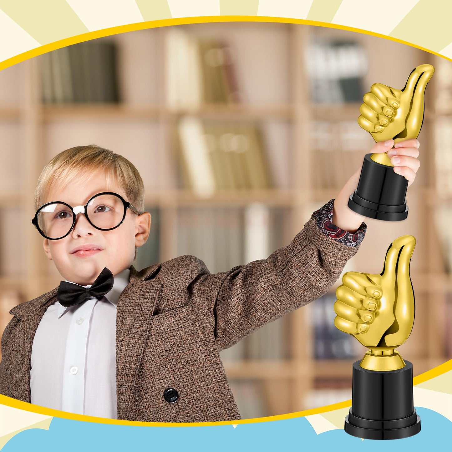 Tondiamo Small Trophy Celebrate The Top Award 6 Inch Tall Plastic MVP Funny Game Small Trophy and Awards for Employees Boss Custom Competition Gifts(Thumb)