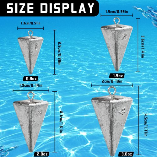 Pyramid Sinkers Fishing Weights Sinkers for Saltwater Fishing Weights Assortment Kits Fishing Gear Tackle 1oz 2oz 3oz 4oz (4oz - 6pcs)