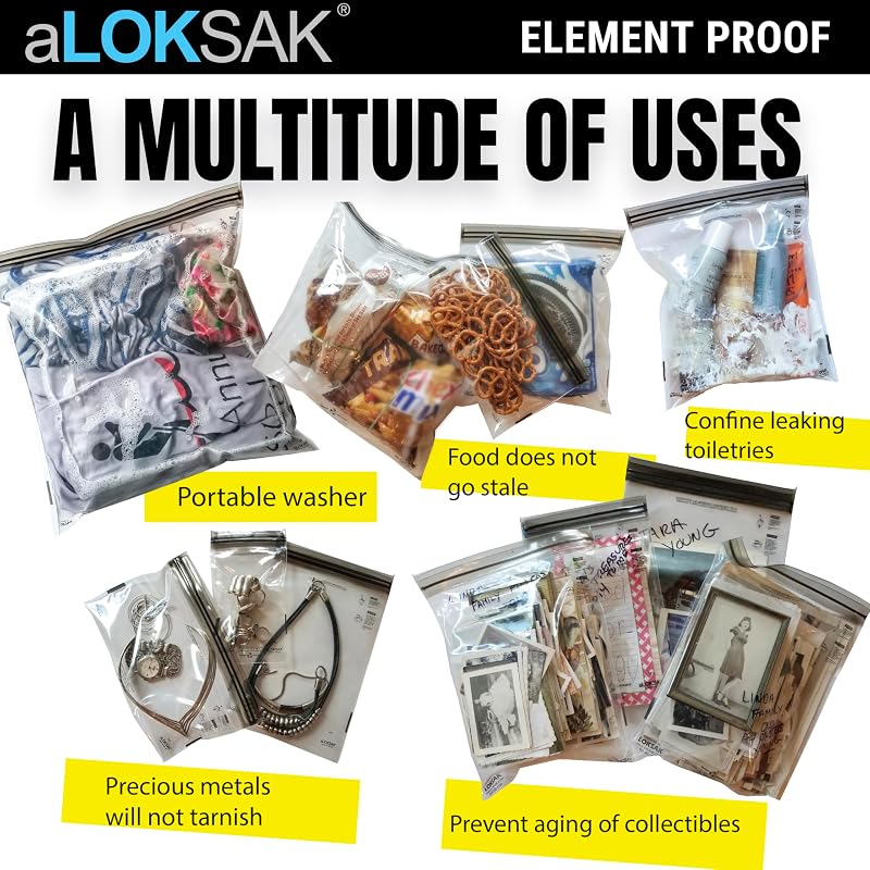 Loksak Waterproof Bags Set of 4 - Reusable Dry Bags 5x4, 4x7, 6x6, 9x6