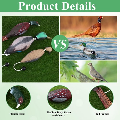 FIONUPI 3 Pcs Duck Dummy Dog Pheasant Toy for Outdoor Training Tools Duck Bumper Retriever Dead Dummy Recognition Trainers Toy