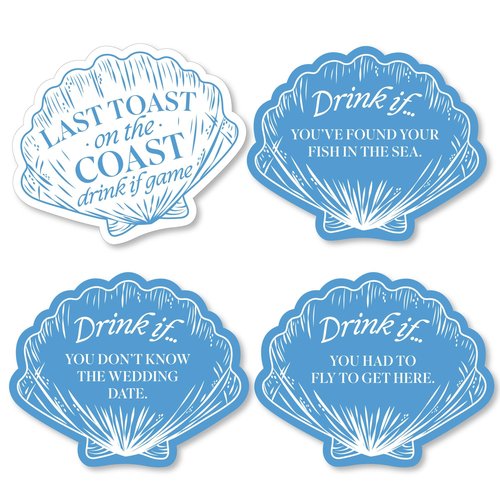 Big Dot of Happiness Last Toast on The Coast Drink If Party Game, Coastal Bride Beach Bachelorette Game Cards – Set of 24