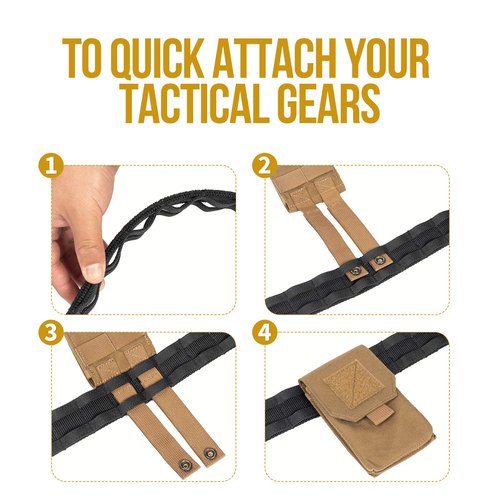 VISMIX Tactical Belt, Quick Release 1.75" MOLLE Battle Belt with Inner Belt and Anti-Slip Pad- Heavy Duty Battle Belts