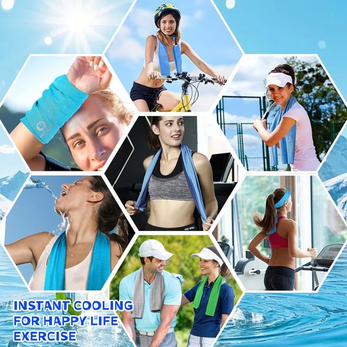 LUYI 8 Pack 40"x12" Cooling Towels for Neck and Face, Microfiber Soft Breathable Cooling Towel Bulk for Hot Weather, Gym, Sports, Yoga, Workout, Running, Golf, Camping, Hiking