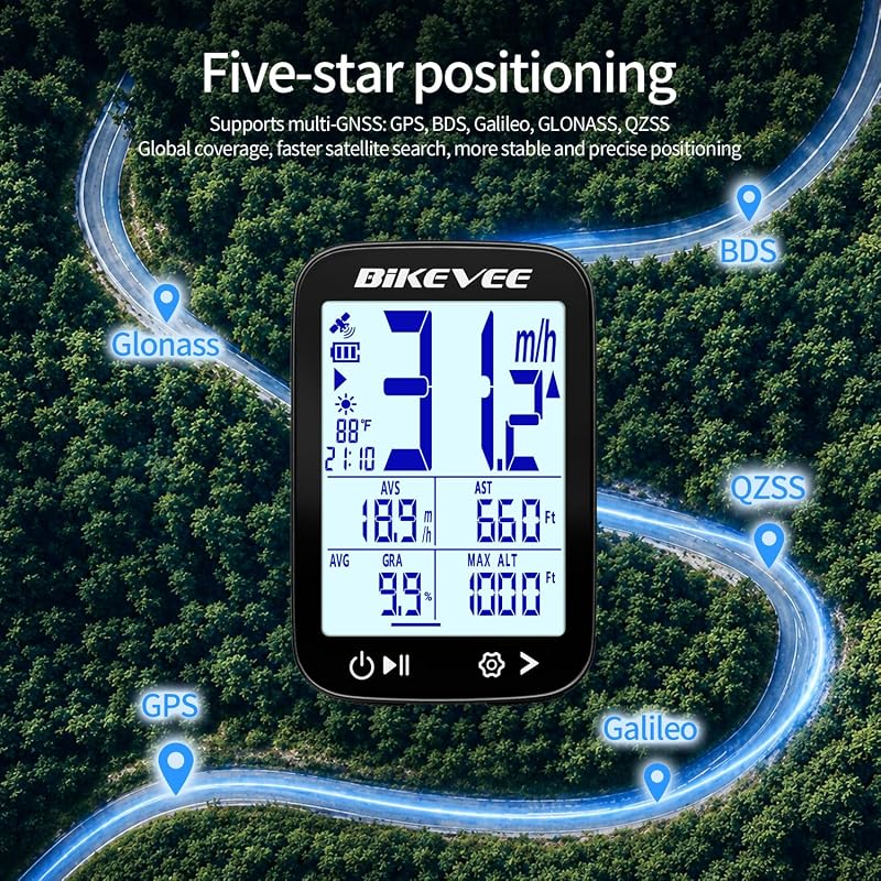 Wireless GPS Bike Computer with Bluetooth App – 2.4" Display, 28H Battery