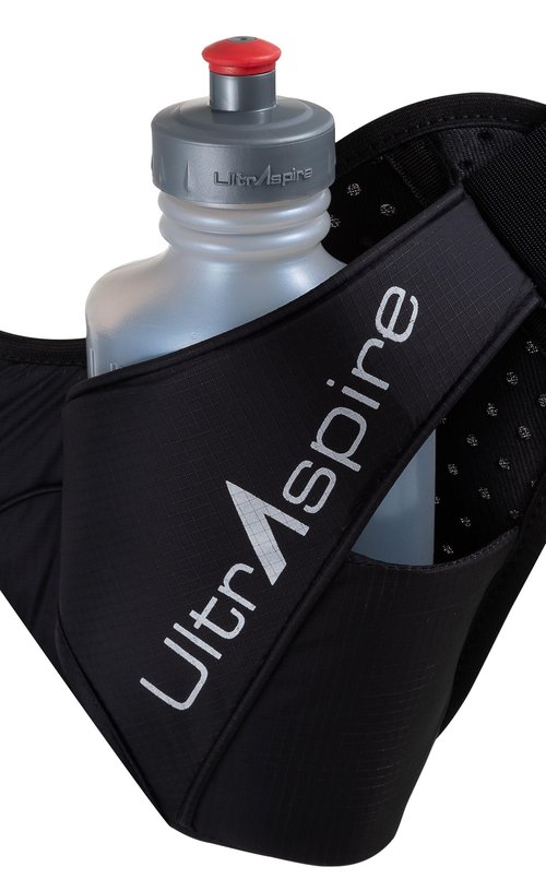 UltrAspire Essential Bottle Pack Hydration Belt - 2.0 Pitch Black, Universal (Waist Size: 28″-40″)