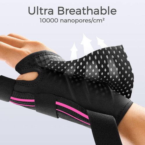 FREETOO Ergonomical Thumb Brace Right Hand or Left Hand for Arthritis Pain and Support, Thumb Splint for Trigger Thumb, Thumb Support for De Quervains Tenosynovitis, CMC Pain Relief (S/M Pink/Black)