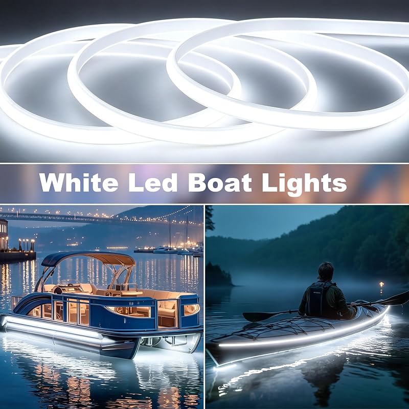 40ft White LED Boat Lights IP67 COB Waterproof Marine Lighting - SHUNLEE Variation: 40FT-White
