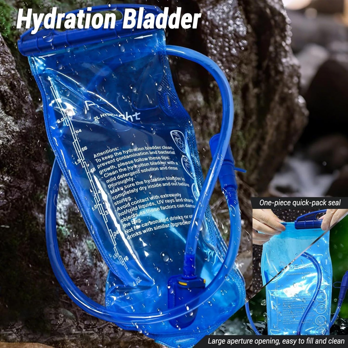 2Pack Hydration Backpack for Hiking with 2L Hydration Bladder - Lightweight Hydration Pack with Big Storage for Kids Women Men Hiking Cycling Camping Running