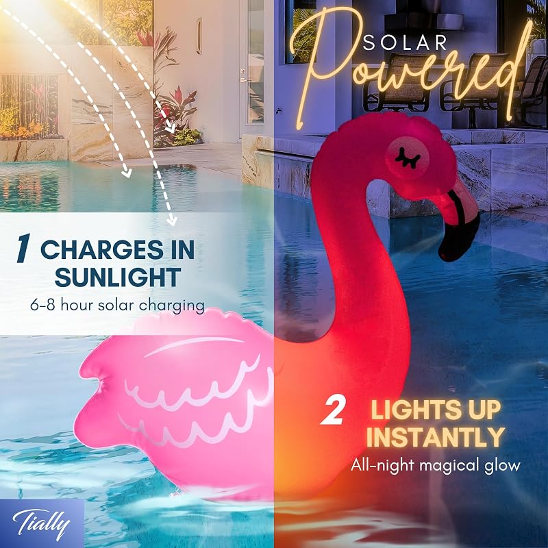TIALLY Flamingo Pool Lights 2 Pack - Solar Floating Pink Flamingo Luminaries (Variation: Flamingo+2 Pack)