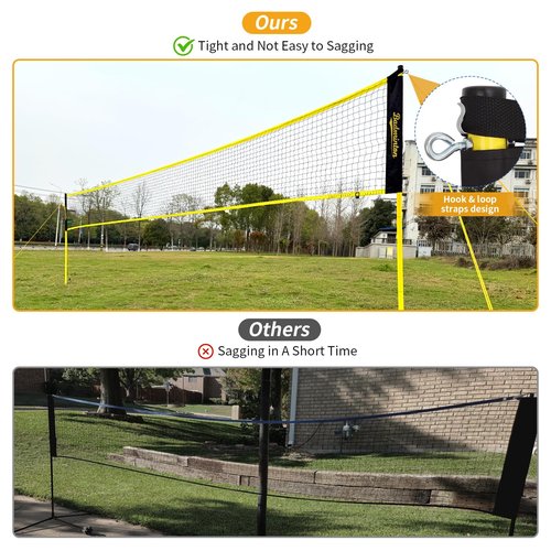 Regulation Size 20ft Portable Outdoor Badminton Net Set for Backyard with Heavy Duty Poles, Carry Bag